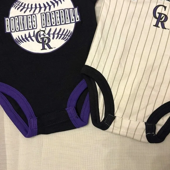NWOT [MLB] Colorado Rockies Baseball Onesie Lot of 2x, Unisex Baby Sz 0/3 Months - Picture 5 of 9